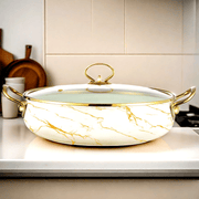 Enamel Seafood Pot 29.97cm with Glass Lid for Soups Stews and Hot Pots