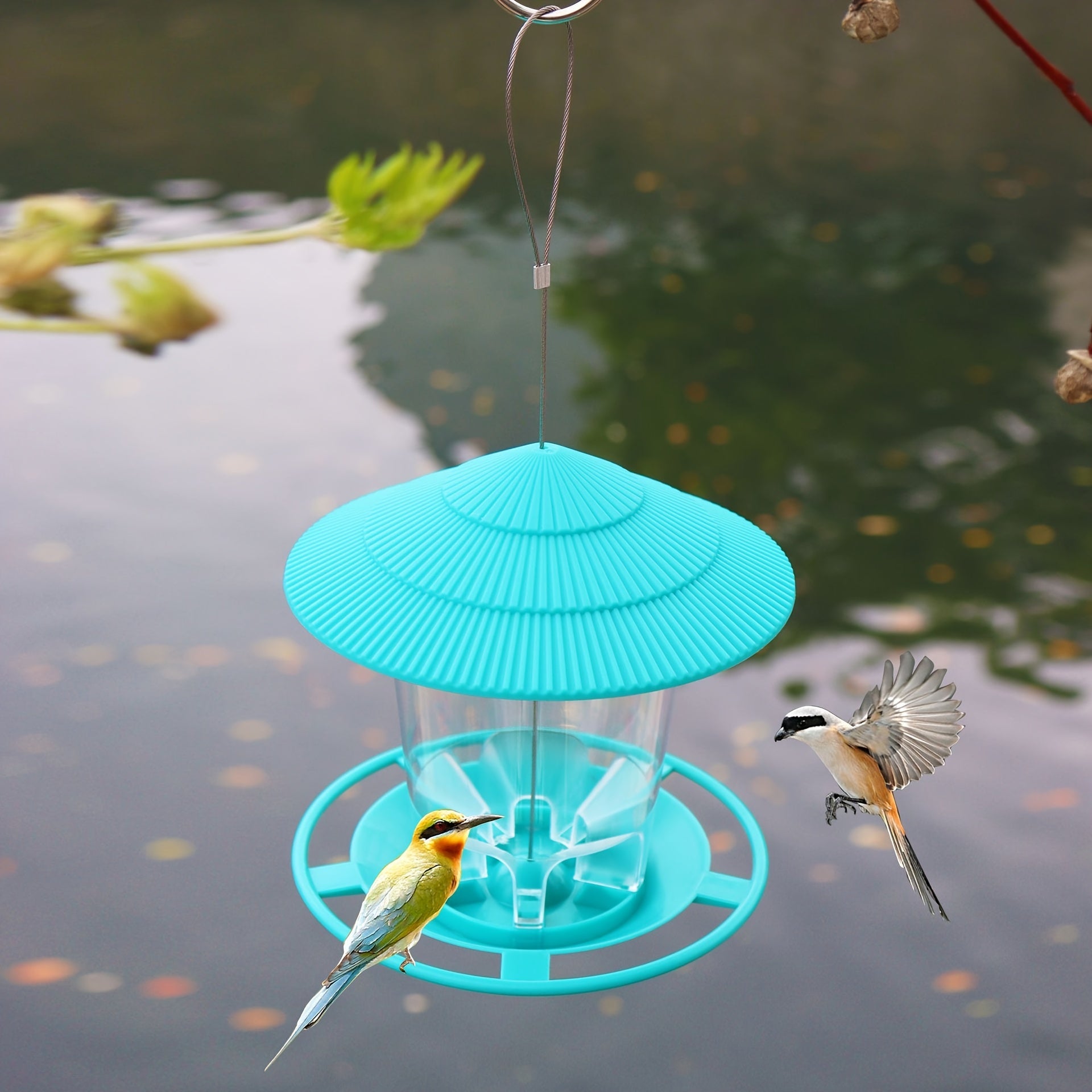 Outdoor Hanging Bird Feeder for Hummingbirds and Wild Birds Garden Yard PVC