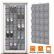 Over-the-Door Shoe Organizer with 24/28 Deep Mesh Pockets and Storage Bag for Bedroom Bathroom Living Room