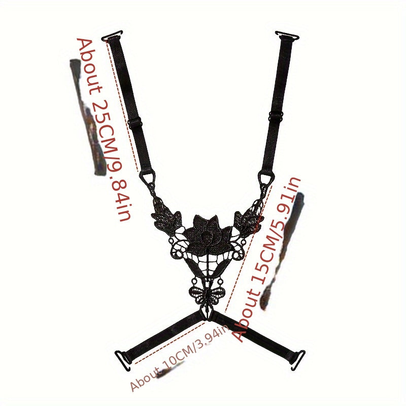 Women's Lingerie Butterfly Lace Shoulder Straps Adjustable Non-Slip Hollow Out Black White Pink