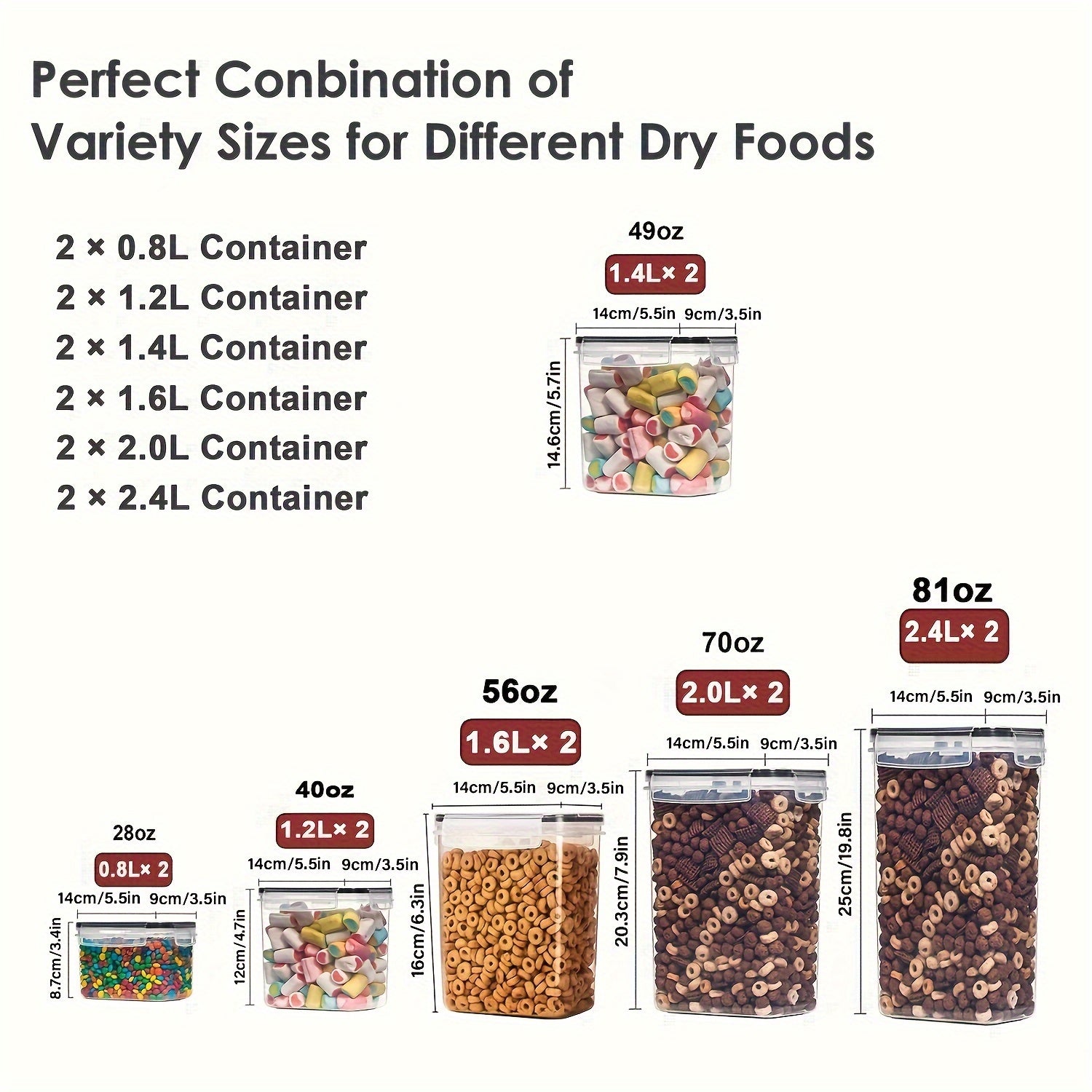 6/12pcs Plastic Food Storage Containers Set, Airtight Canisters for Pantry Organization