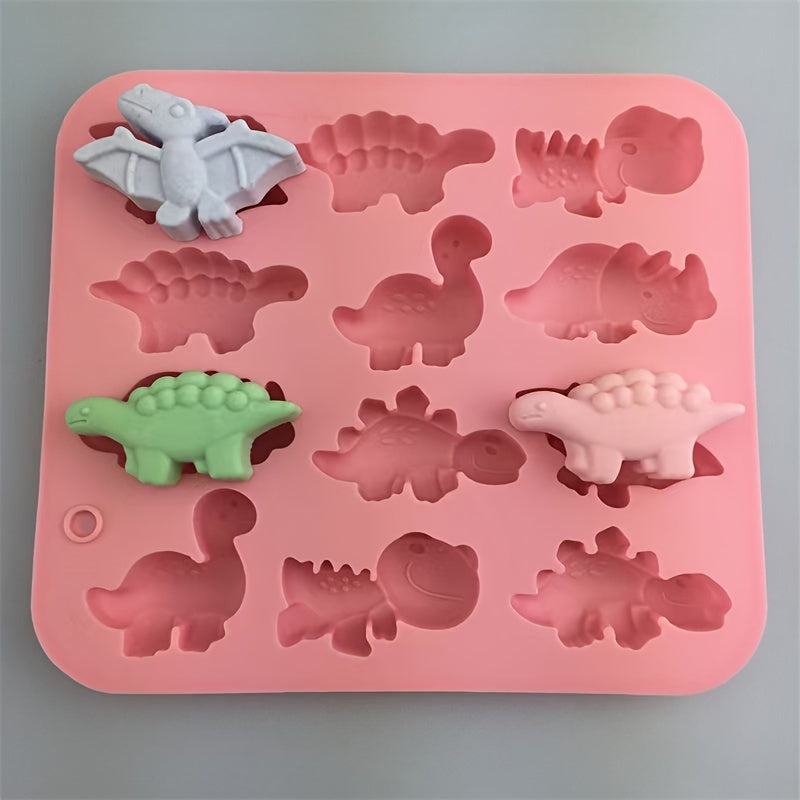 Dinosaur Cake Mold Silicone 3D 12 Cavities for Pudding Chocolate Baking