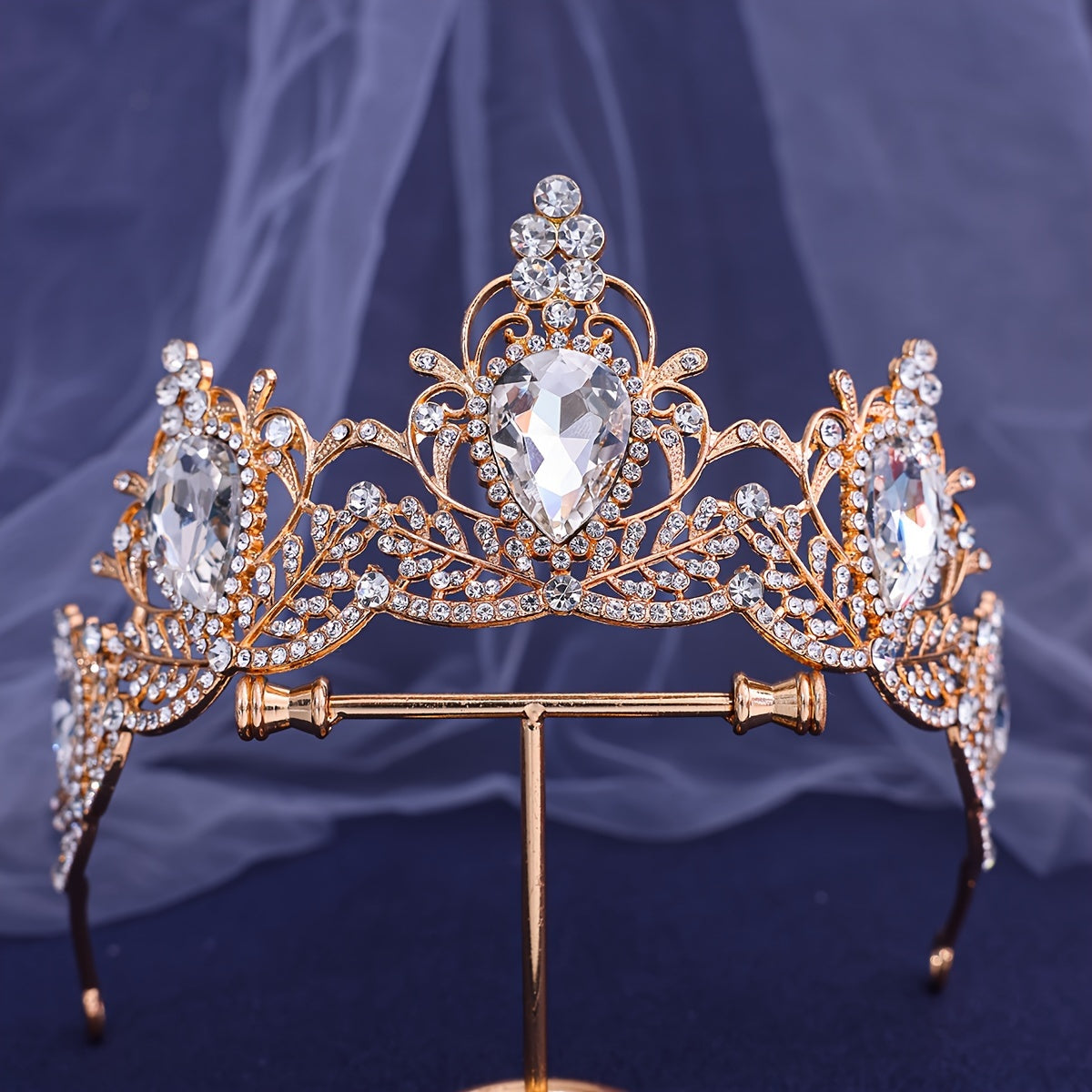 Baroque Style Crown Tiara with Rhinestones for Princesses and Queens Wedding Hair Accessory