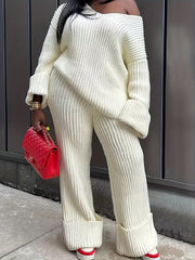 Girls Knit Sweater Set with Long Sleeves and Cozy Fabric