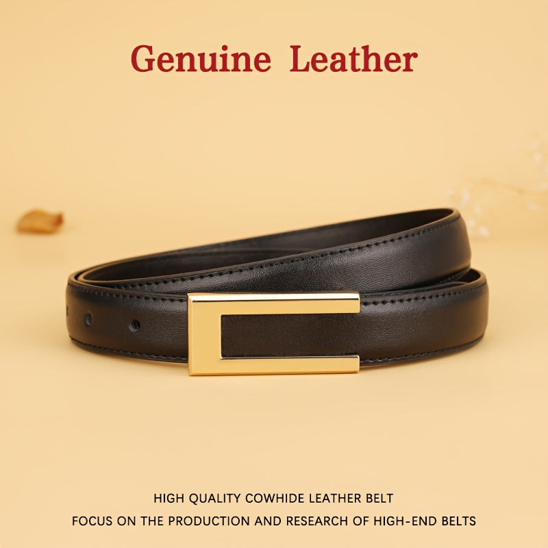 Leather Belt for Men Cowhide Formal Casual Adjustable Black Brown