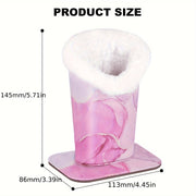 White Plush Glasses Holder with Removable Magnetic Base Faux Leather Storage Case