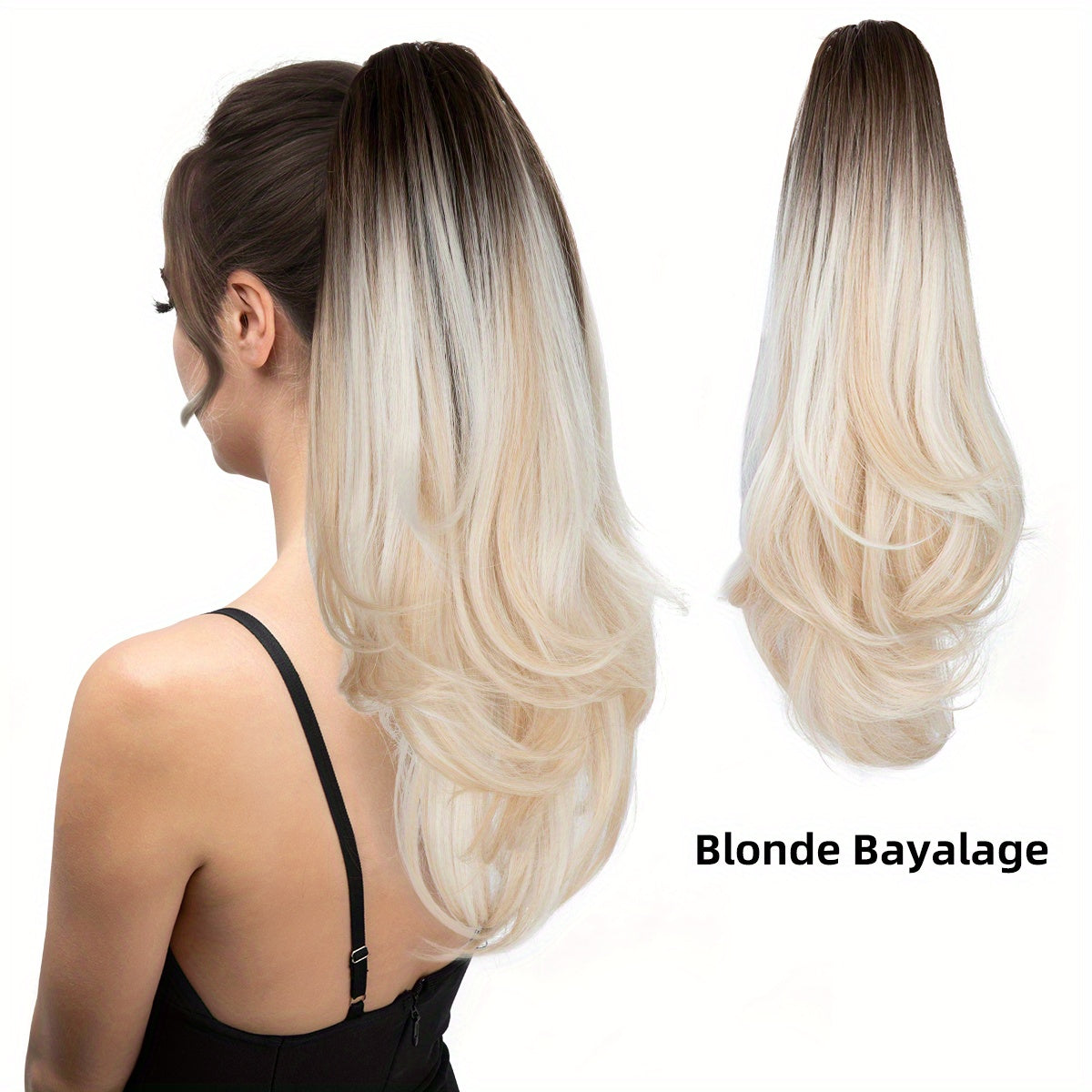 Women's Synthetic Curly Wave Ponytail Extension with 180° Rotating Claw Clip