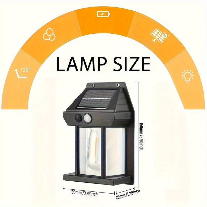 Solar Powered LED Wall Lamps with Motion Sensor for Outdoor Porch Garden Yard Fence Black