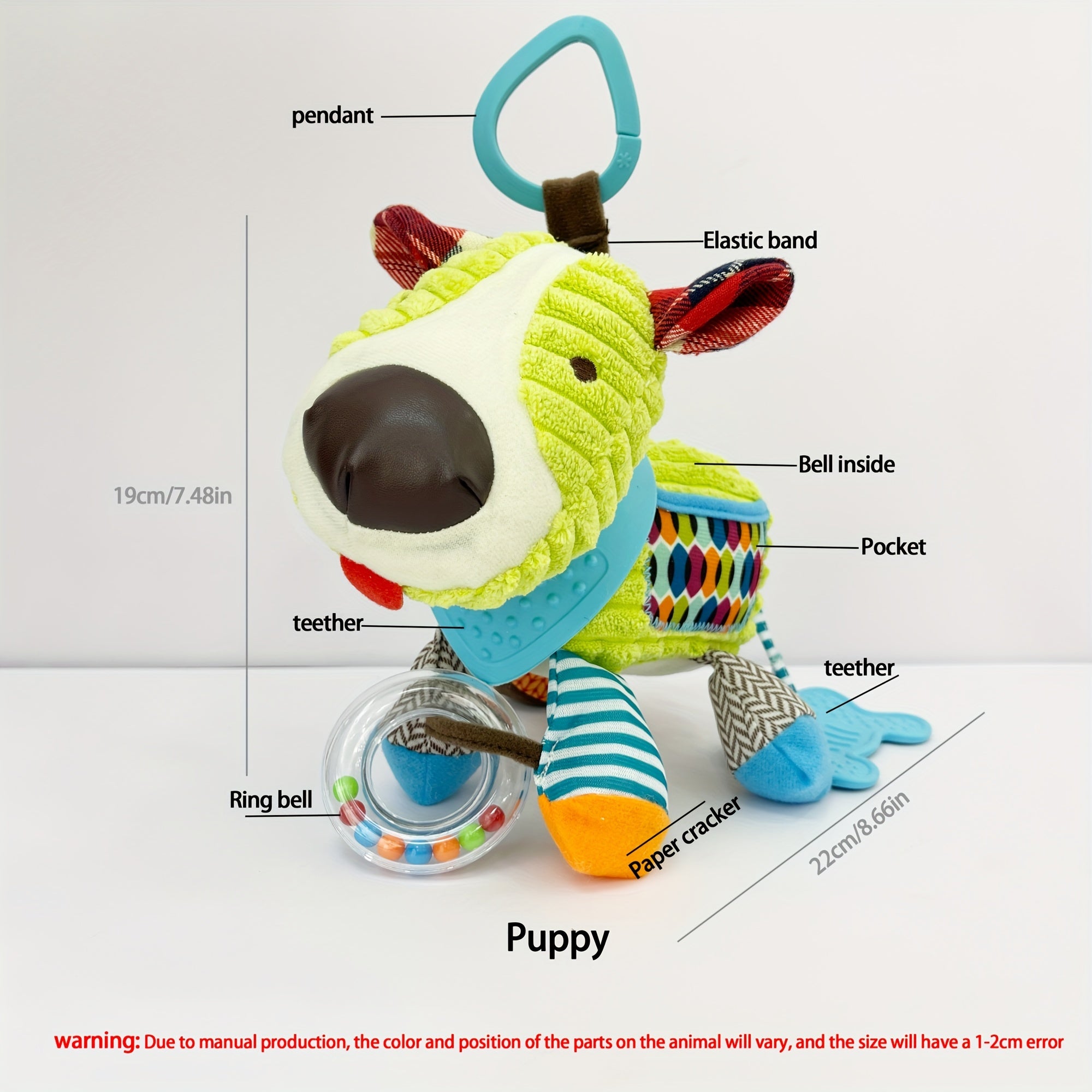 Plush Elephant Fox Lion Dog Raccoon Hanging Toy for Stroller and Gift