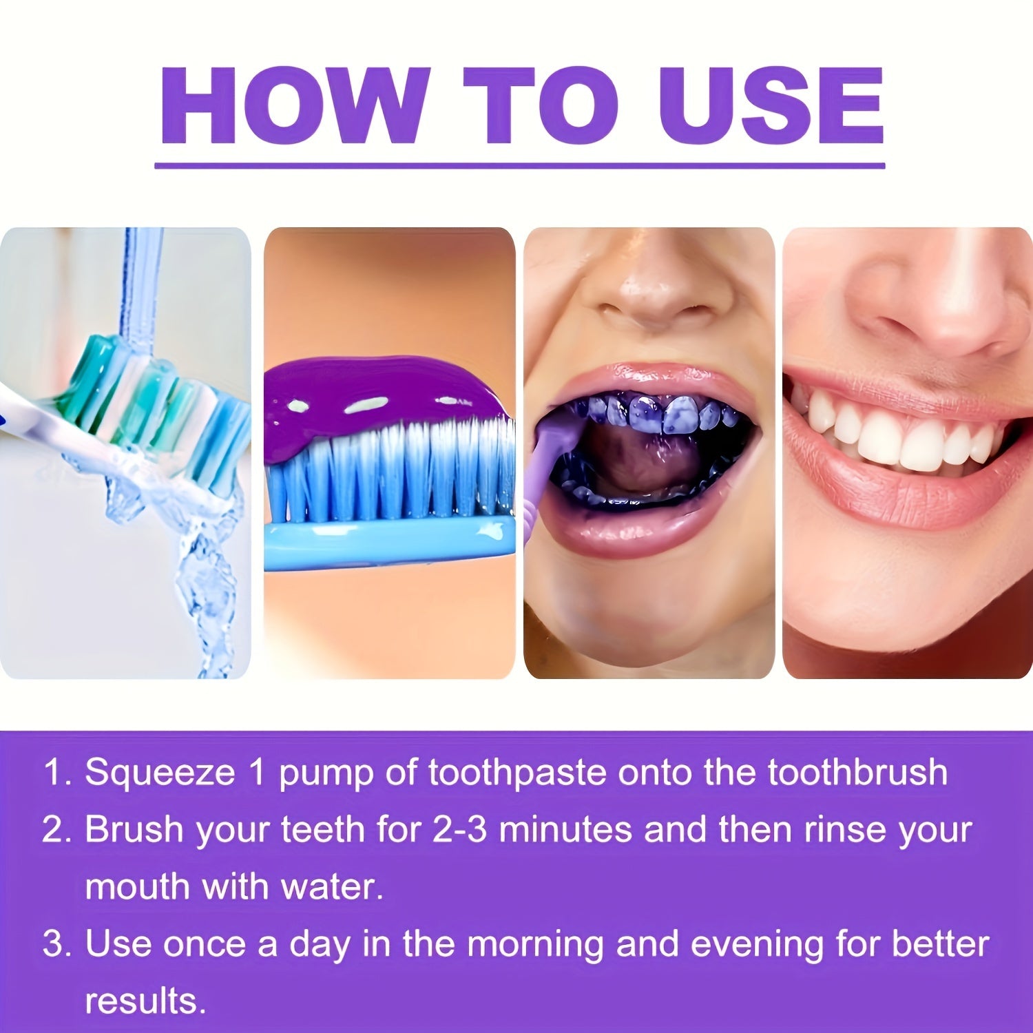 Deep Cleaning Purple Toothpaste Teeth Whitener Stain Remover Men Women