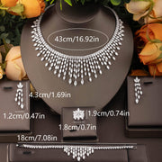 18K Gold-Plated Jewelry Set with Cubic Zirconia Necklace Earrings Bracelet Ring for Weddings