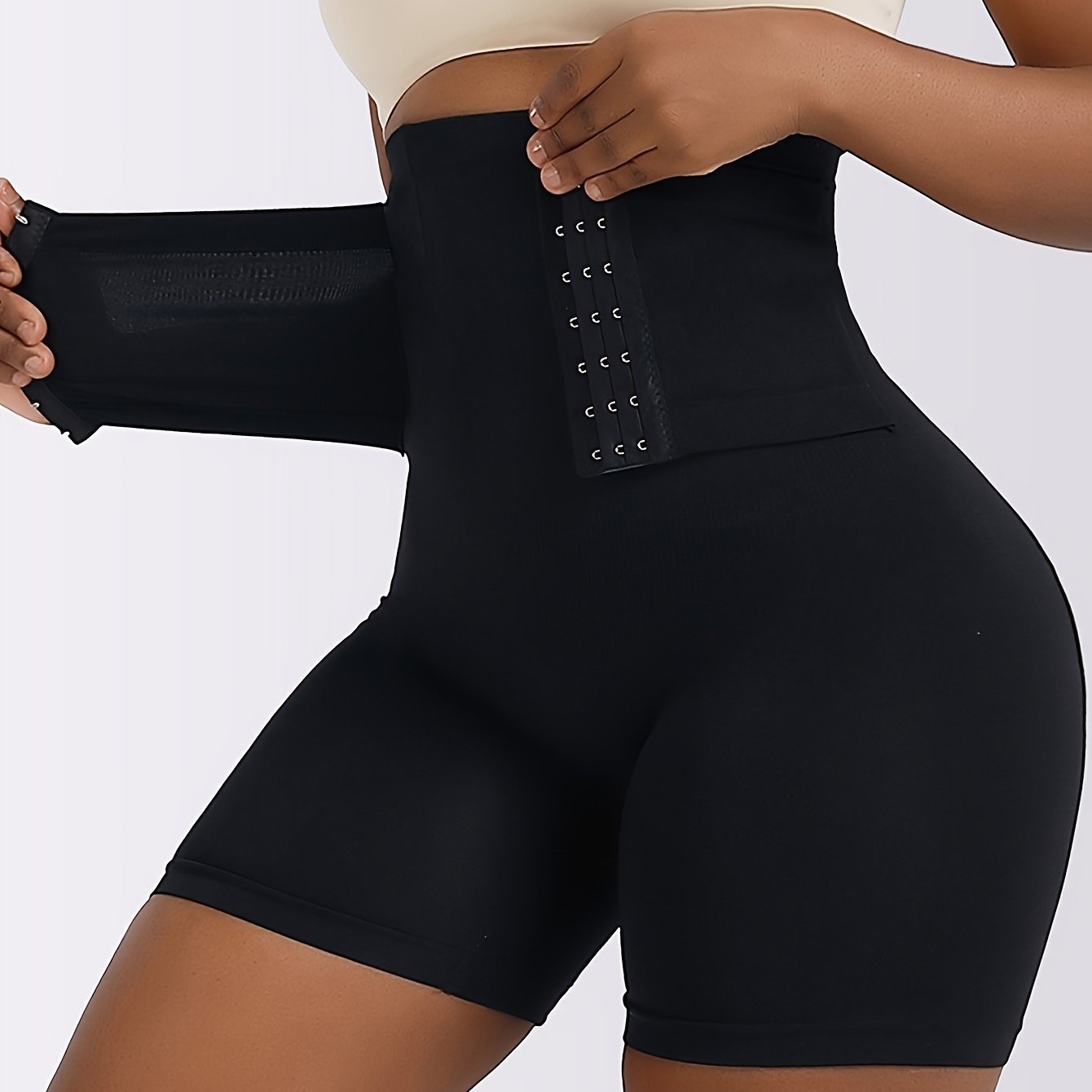 High-Waisted Tummy Control Shaping Panties with Adjustable Front Buttons for Yoga