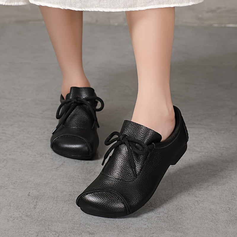 Women's Leather Slip-On Loafers Casual All-Season with Rubber Sole