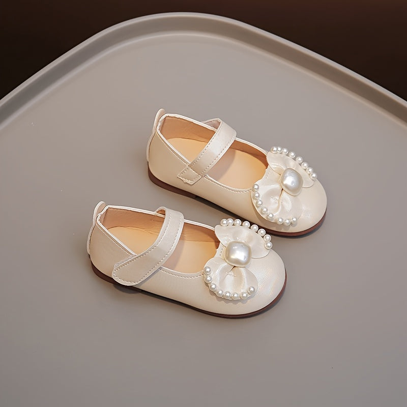Zapatos Mary Jane para niñas con lazo de perla, ligeros y transpirables para fiestas y bodas