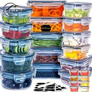 24-Piece Microwave Safe Kitchen Storage Container Set Leakproof Shatterproof Plastic Airtight Lids