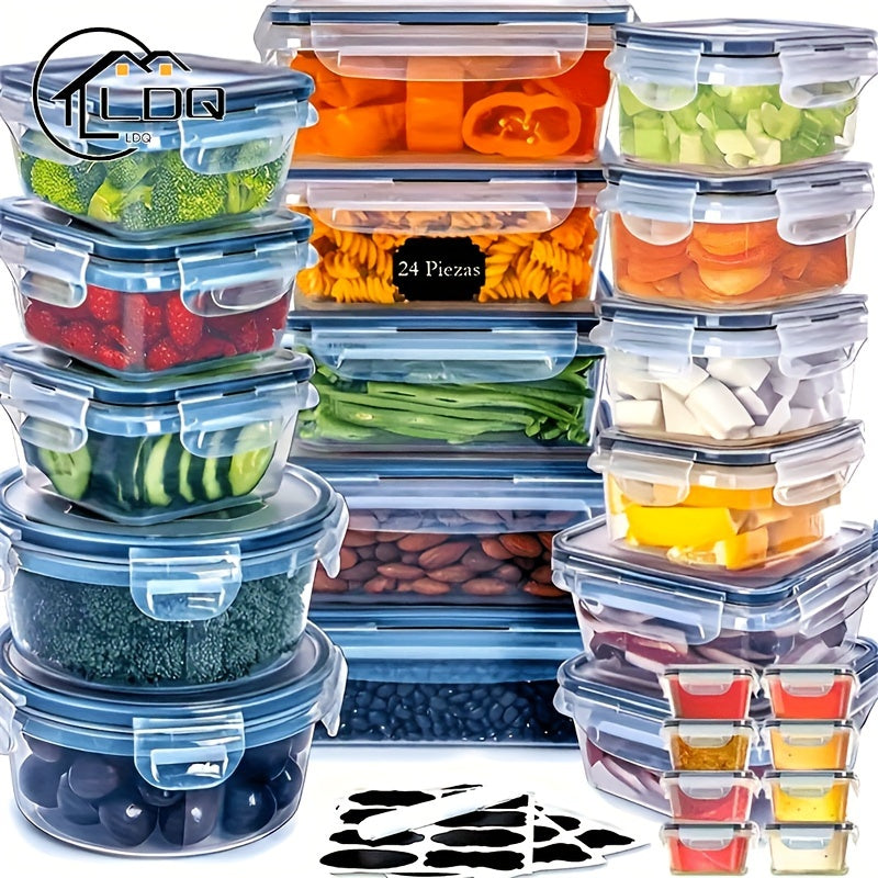 24-Piece Microwave Safe Kitchen Storage Container Set Leakproof Shatterproof Plastic Airtight Lids