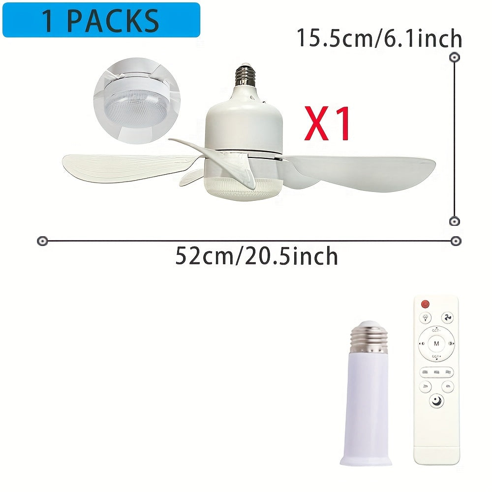 Silent LED Ceiling Fan Light with Remote Control Adjustable Detachable for Home Bedroom Study