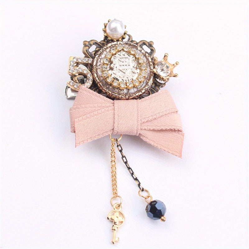 Valentine's Day Rhinestone Inlay Bow Brooch for Women Jewelry Gift