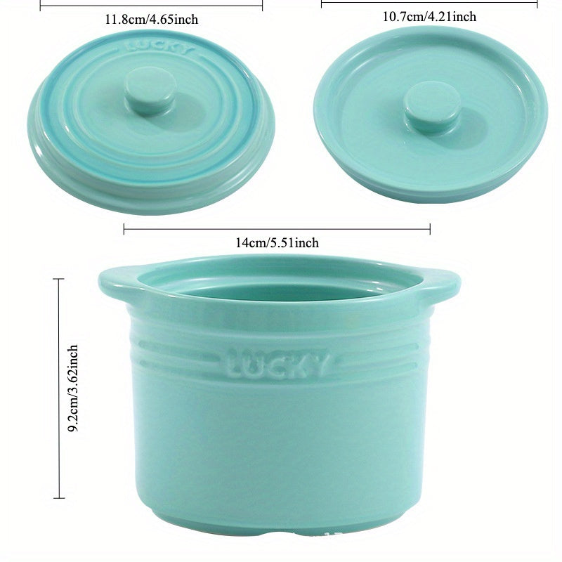 Ceramic Soup Pot with Double Lids for Home Use Egg Steamer and Stew Bowl