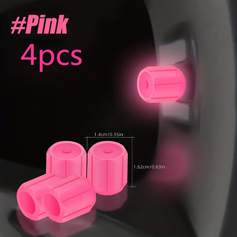 Universal Car and Bicycle Fluorescent Valve Stem Caps 4/8/12pcs
