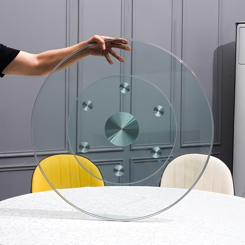 Glass Lazy Susan Turntable for Dining Table Large Round Clear Rotating Tray with Swivel System