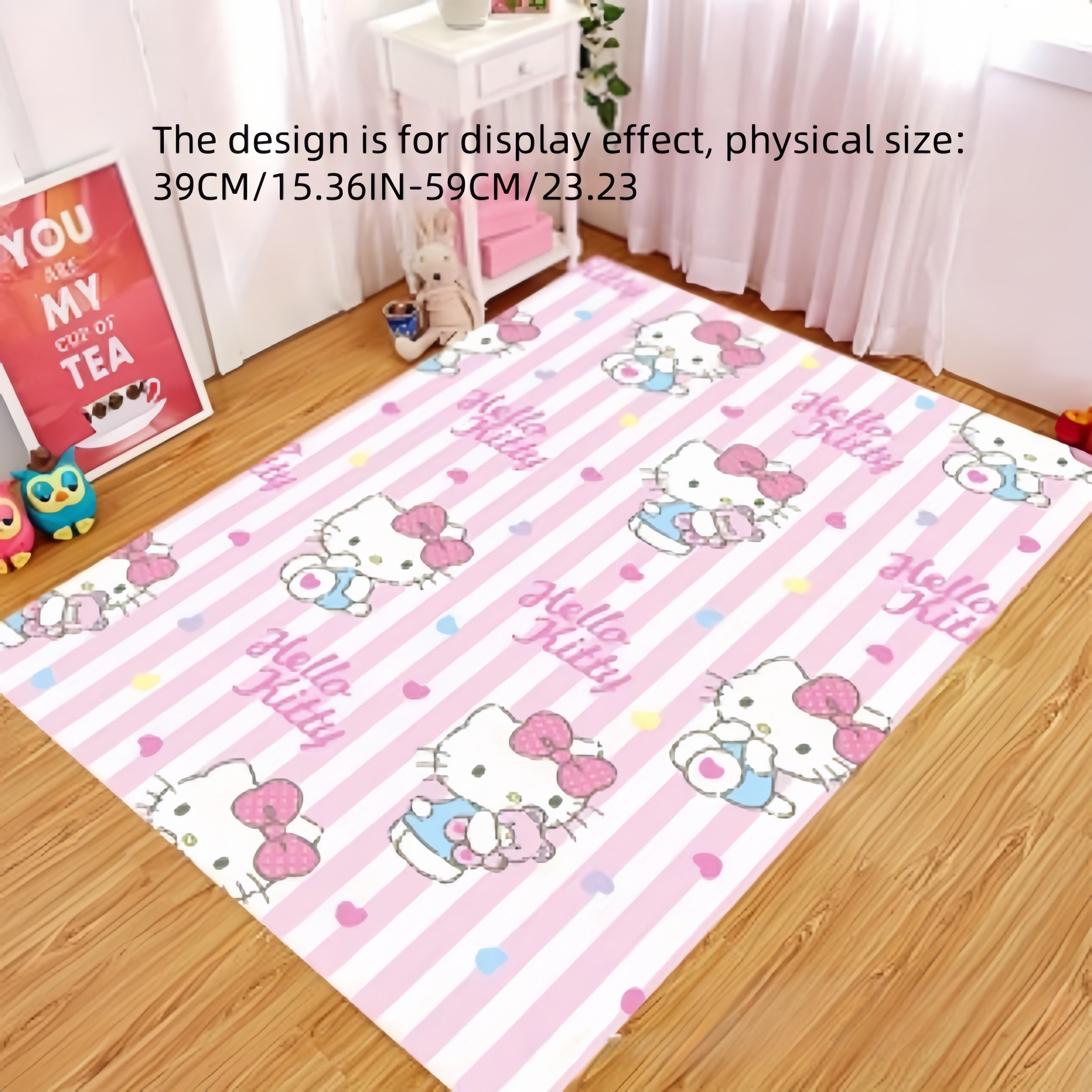 Soft Plush Hello Kitty Rug Non-Slip Polyester Bedroom Living Room Decor