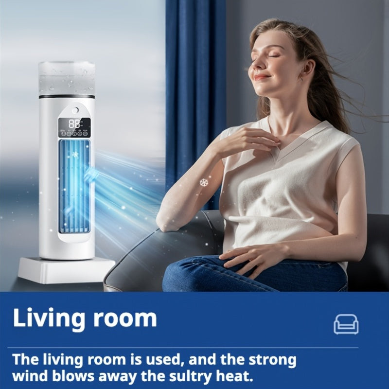 Portable Desktop Air Conditioner Fan with Mist Cooling 6 Speed Swing Timer Office Bedroom Outdoor