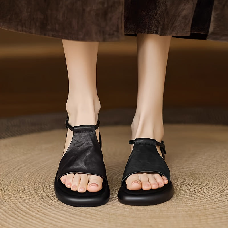 Women's Flat Bottom Fish Mouth Sandals Breathable Summer Open Toe Black