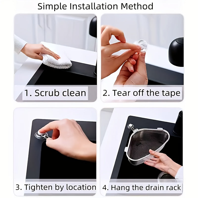 Stainless Steel Triangular Sink Drain Basket Kitchen Strainer with Filter