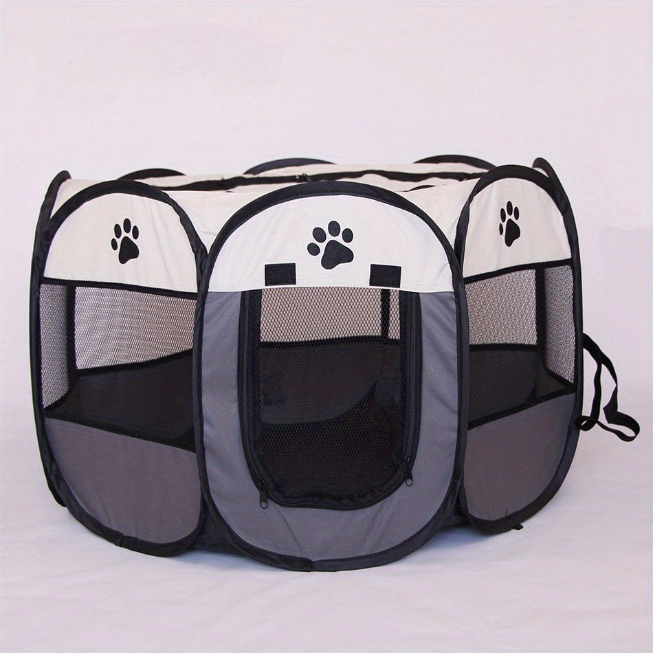 Eight-Sided Foldable Pet Cage for Dogs and Cats Made of Durable Oxford Cloth