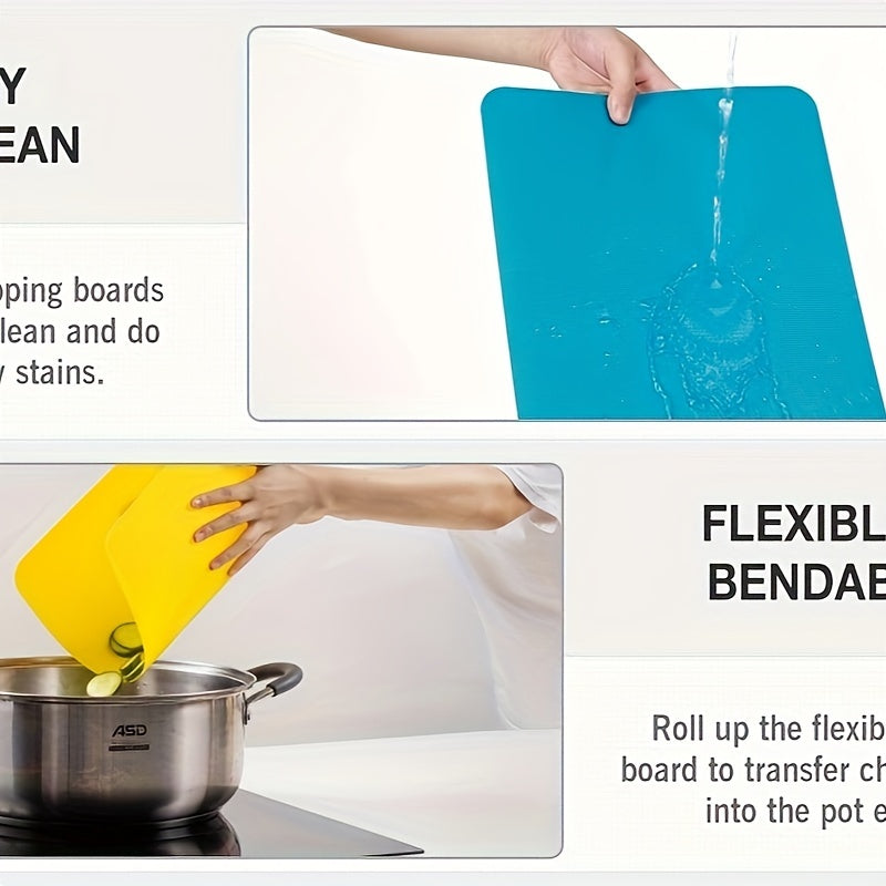 Set of 4 BPA-Free Plastic Cutting Boards for Kitchen, Flexible, 38.1cm x 30.48cm