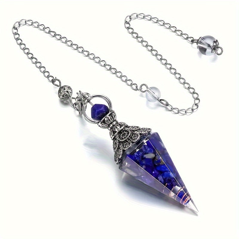 Amethyst Dowsing Pendulum with Natural Crystal and Hexagonal Resin Pendant