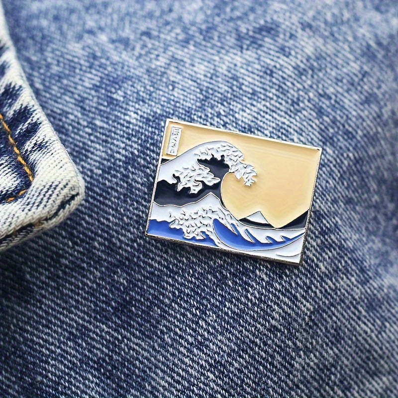 Enamel Pin The Great Wave Pattern Cartoon Brooch for Clothing and Accessories