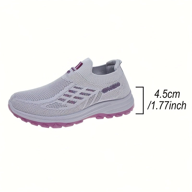 Women's Slip-On Sneakers Breathable Mesh Casual Shoes Maroon White