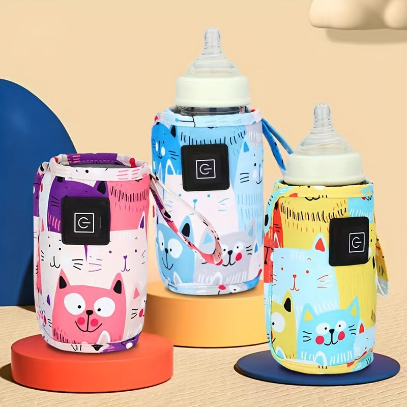 USB Bottle Warmer with Cartoon Design, Portable Insulated Heating Set with Thermostat