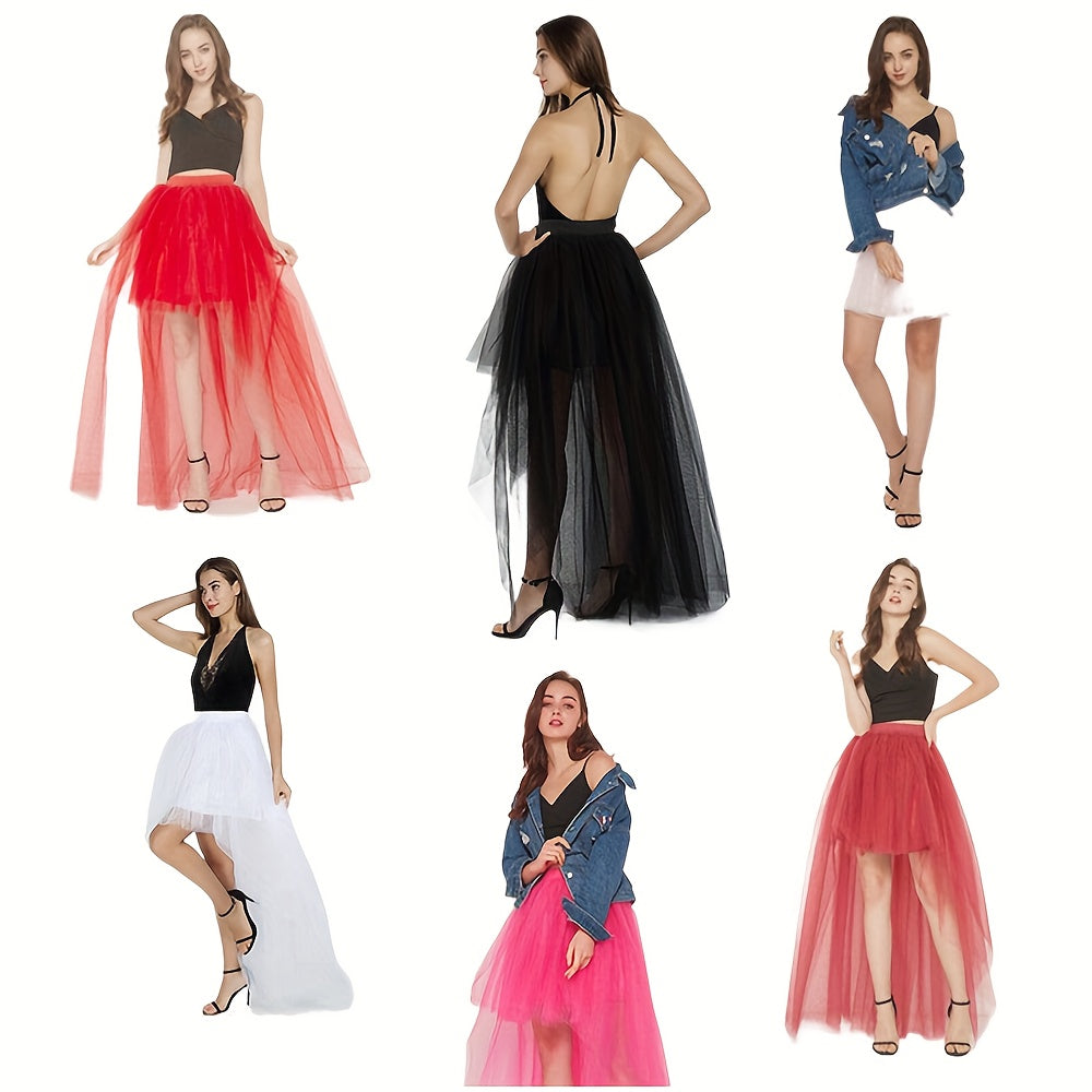 High-Waisted Sheer Tulle Skirt with Four Layers Romantic Ballet Skirt for Weddings