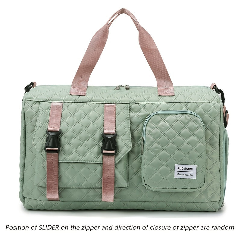 Durable Nylon Travel Duffle Bag for Overnight Trips in Gray Pink Purple Black