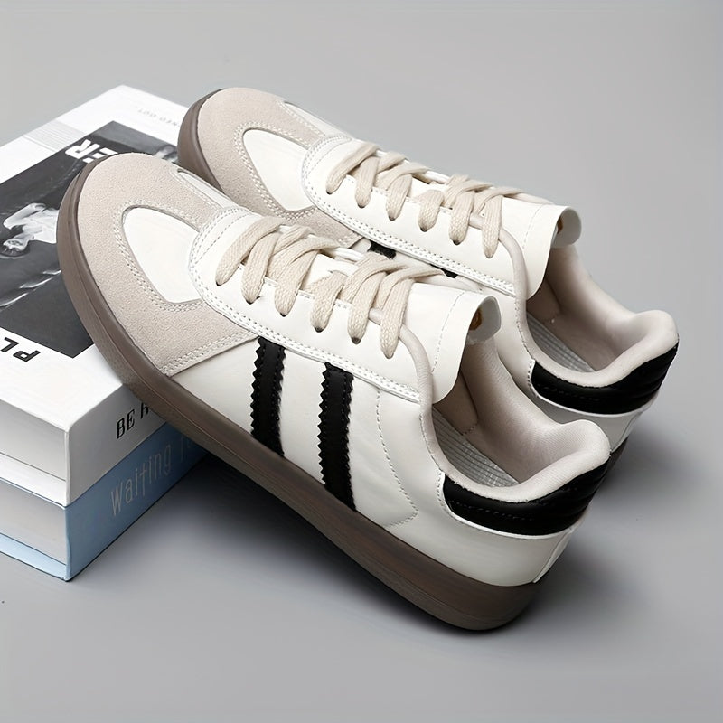 Women's Breathable PU Upper Skateboard Sneakers Lightweight All-Season Rubber Sole