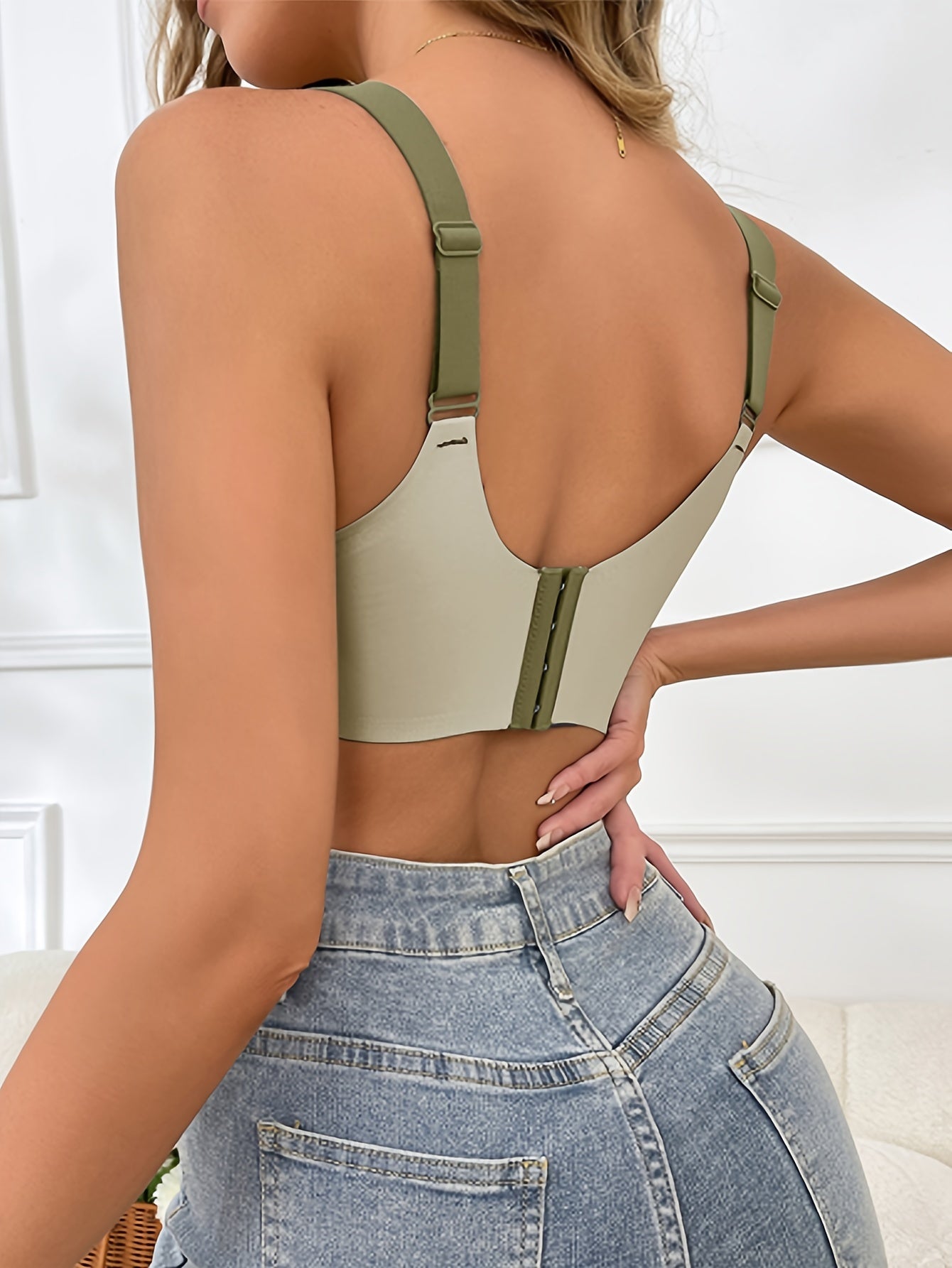 Women Seamless High Support Sports Bras V-Neck Non-Slip Breathable Pack of 6