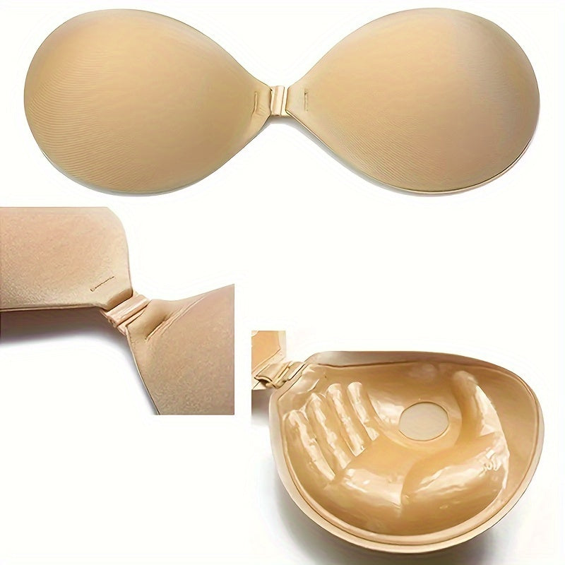 Plus Size Strapless Self-Adhesive Push-Up Bra with Front Closure for Backless Comfort