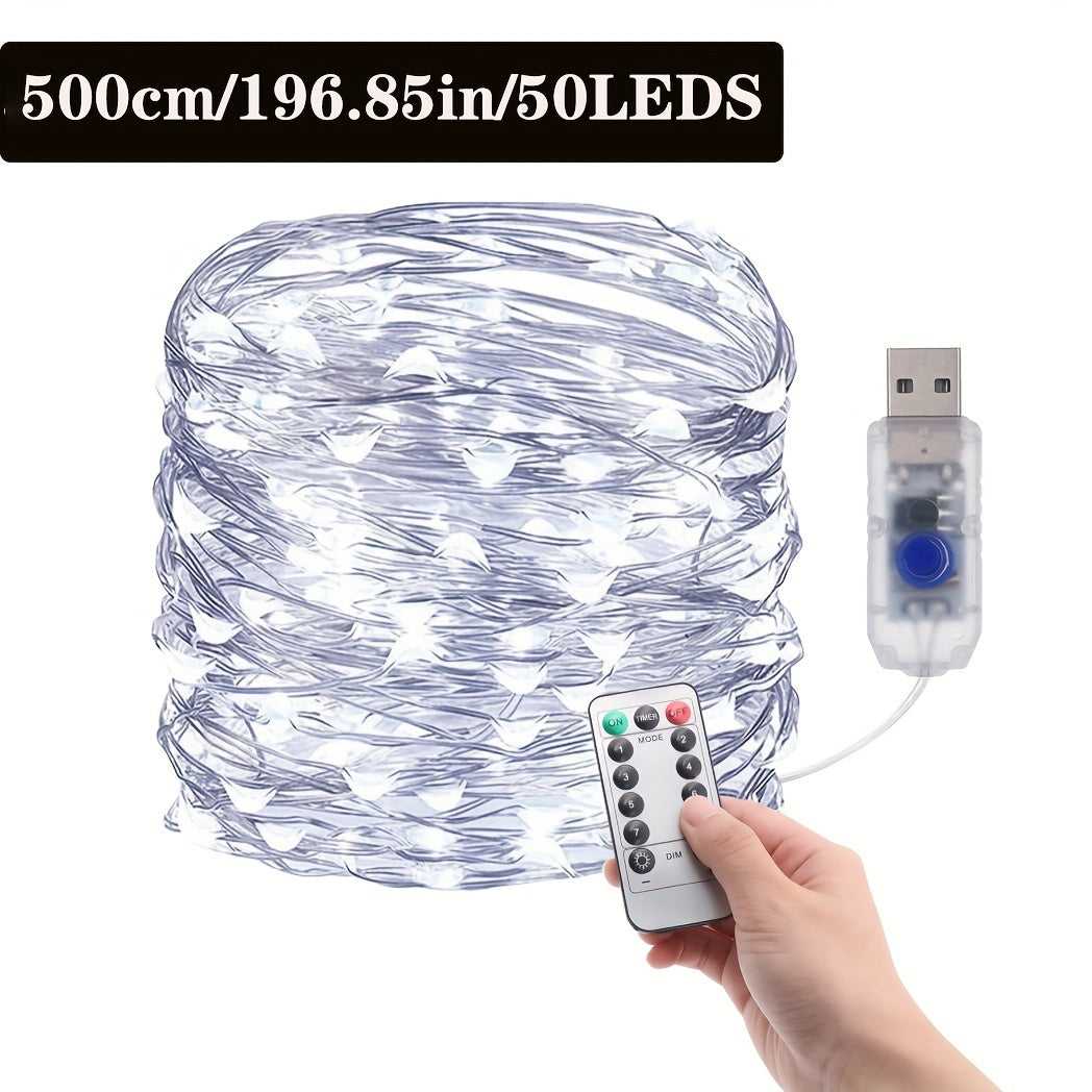 Светодиодная гирлянда из серебряного провода с USB доступна в длинах 5 м, 10 м и 20 м.