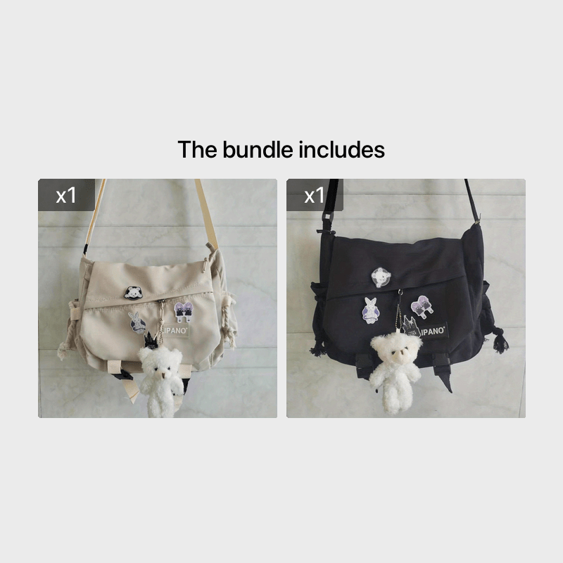 Nylon Shoulder Bag for Men and Students Large Capacity Casual Messenger Bag White