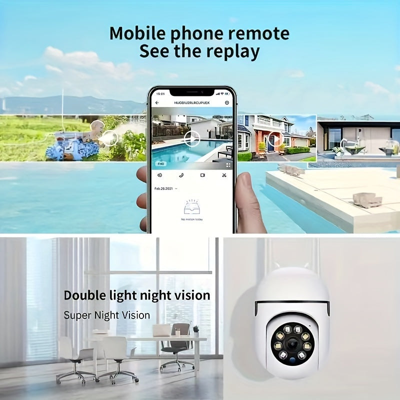 Wireless Indoor Security Camera 1080p Night Vision WiFi Motion Audio Alerts Wall Mount