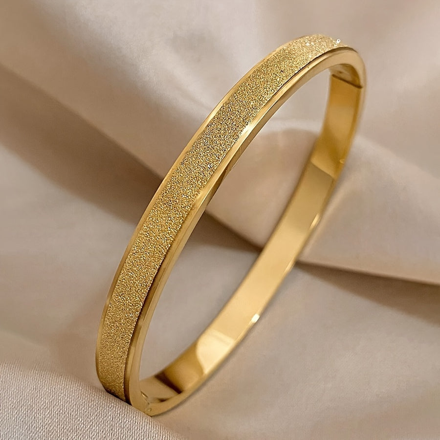 Frosted Stainless Steel Bangle Bracelet for Women Lightweight Jewelry Gift