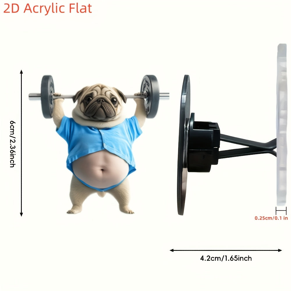 Yoqimli Pug 2D Akrilik Avtomobil Ventilatsiya Diffuseri Hidi Saqlovchi bilan Yostiqlar