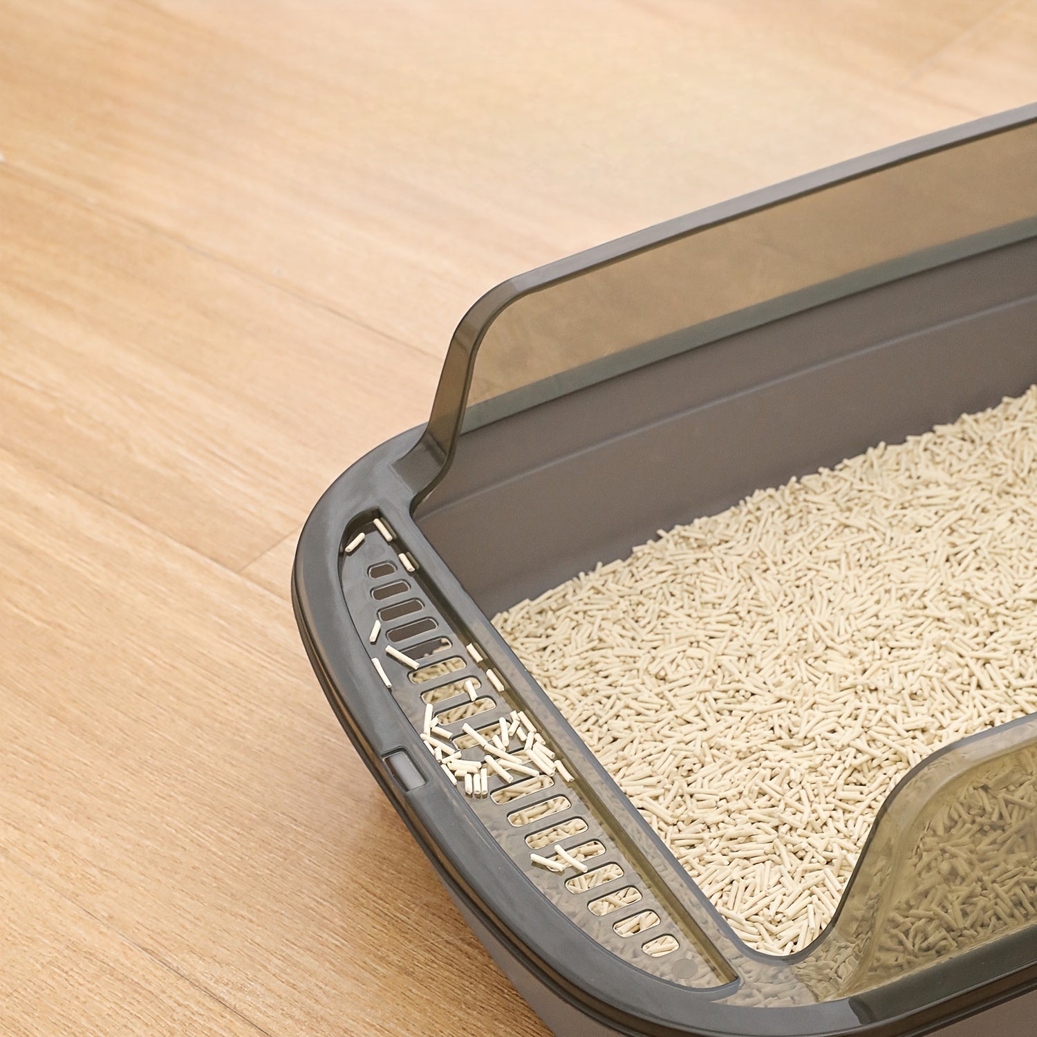 Semi-Enclosed Cat Litter Box for Small to Medium Cats with Ventilated Pan and Metal Shovel