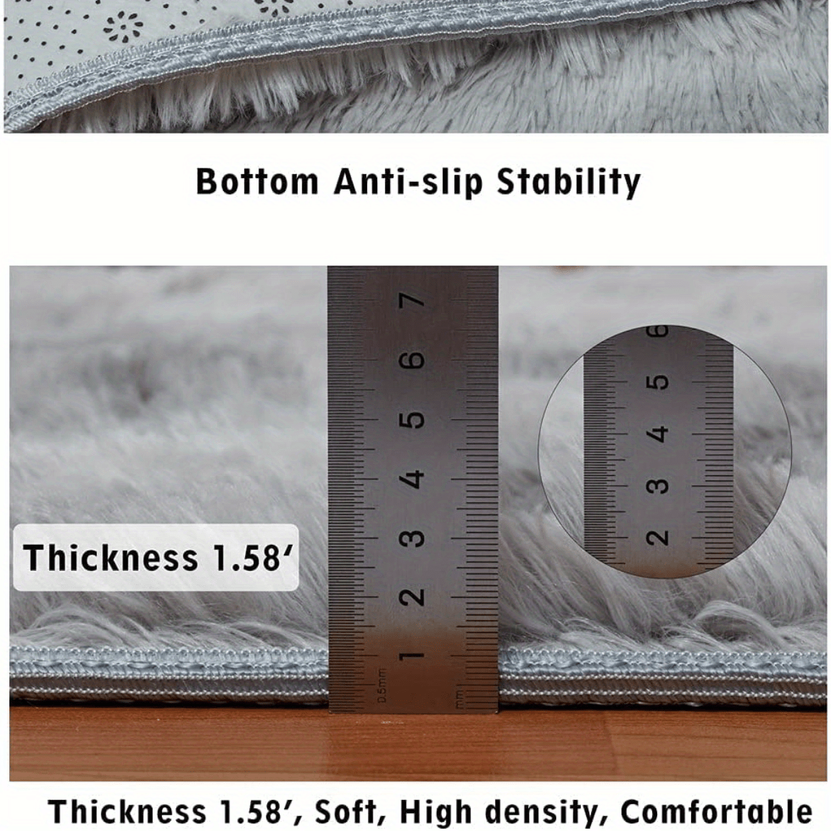 Fuzzy Nordic Rug Soft Plush Carpet for Living Room Bedroom Warmth