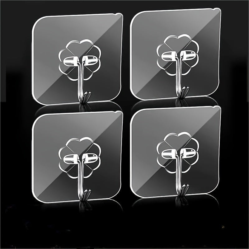 Ganchos adhesivos transparentes para cocina, sin taladro, montaje en pared, colgadores ajustables para carga, útiles