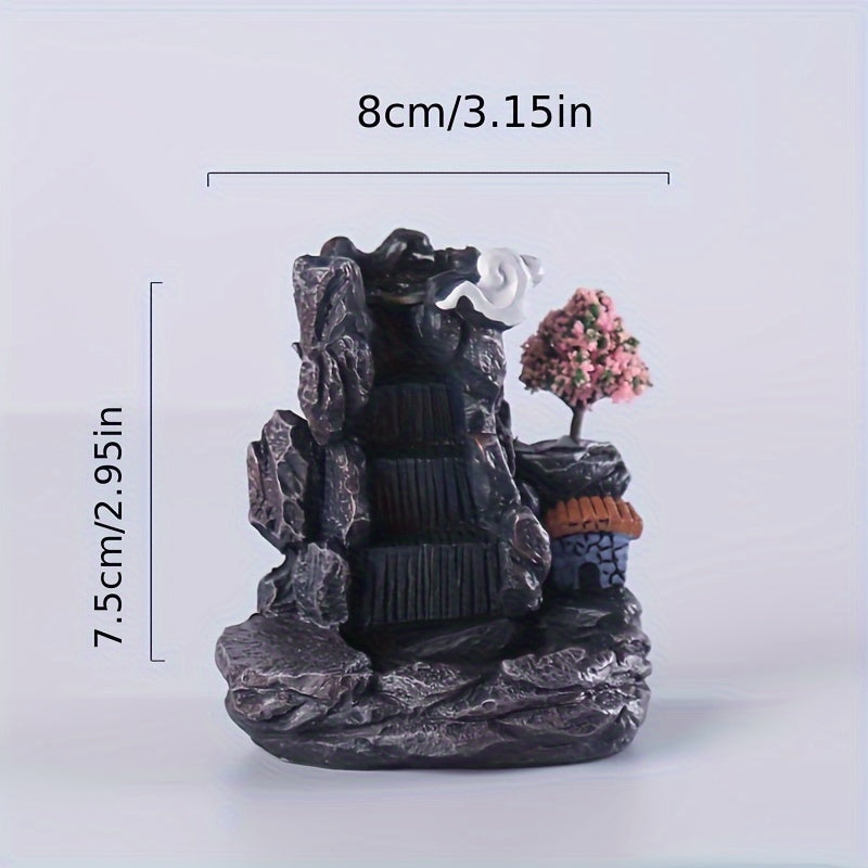 Flower Waterfall Backflow Incense Burner Handcrafted Resin Air Purifying Decor