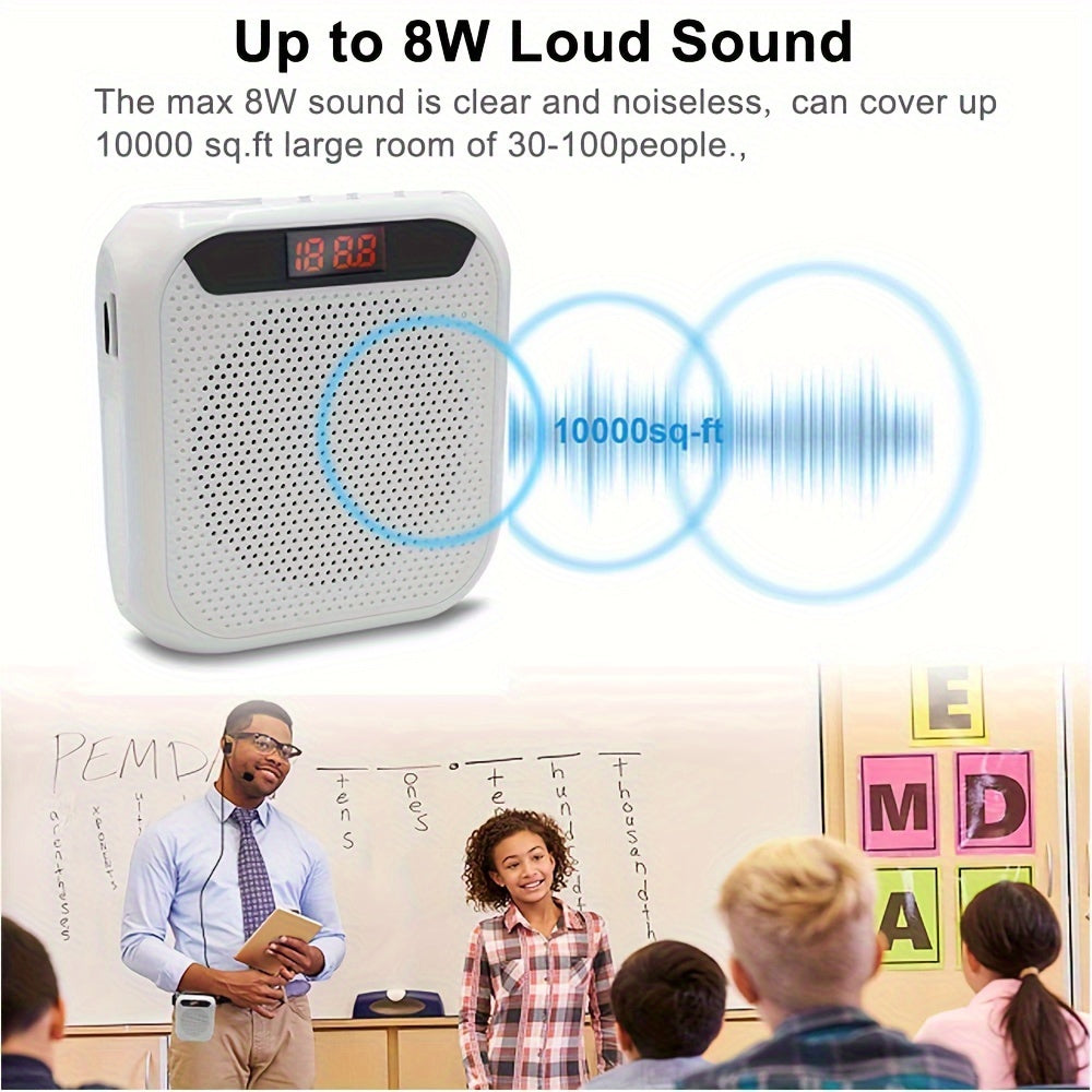 High-Definition Portable Wired Voice Amplifier with USB Rechargeable Headset Microphone for Teachers Meetings Tours Black